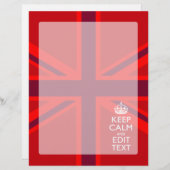 Papier Red Keep Calm Have Your Text on Union Jack Flag (Devant / Derrière)