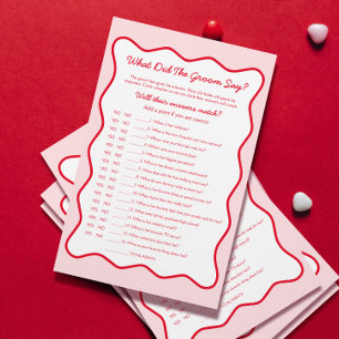 Papier Red Pink Fête des mariées jeu Qu'a dit la chambre