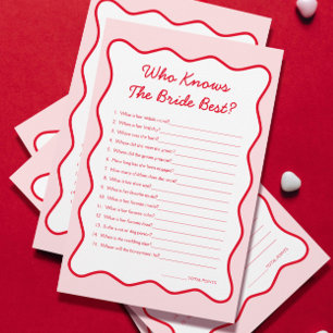 Papier Red Pink qui connaît la mariée meilleur jeu de Fêt