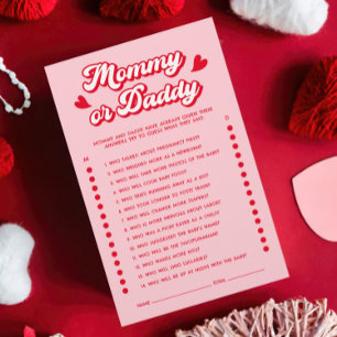 Papier Red Pink Valentine Baby shower Devinez Qui