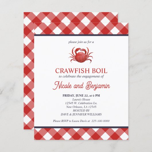 Papier RED Plaid Crawfish Boire la partie d'engagement de (Devant / Derrière)