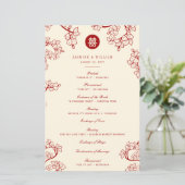 Papier Red Plum Blossoms Double Happiness Wedding Program (Debout devant)