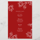 Papier Red Plum Blossoms Double Happiness Wedding Program (Dos)