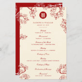 Papier Red Plum Blossoms Double Happiness Wedding Program (Devant / Derrière)