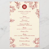 Papier Red Plum Blossoms Double Happiness Wedding Program (Devant)
