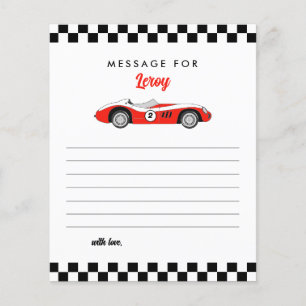 Papier Red Race Car Boy Birthday Time Capsule Note Card