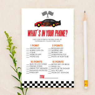 Papier Red Race Car Dans Votre Baby shower Téléphone Jeu