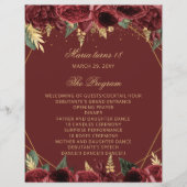 Papier Red Roses 18 Chandelles et Cérémonie Rose Programm (Devant)