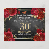 Papier Red Roses 30e anniversaire Enregistrer la date Bud (Devant)
