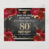 Papier Red Roses 80e anniversaire Enregistrer la date Bud (Devant)