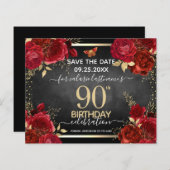 Papier Red Roses 90e anniversaire Enregistrer la date Bud (Devant / Derrière)