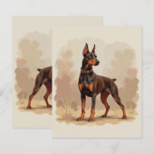 Papier Red Rust Brown Doberman Pinscher Dog (Devant / Derrière)