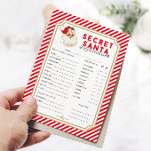 Papier Red Stripe ChristmasSecret Père Noël Questionnaire