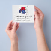 PAPIER | Red White Blue Florals 4 juli BBQ Uitnodi Flyer (Hand)