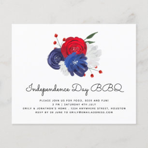 PAPIER   Red White Blue Florals 4 juli BBQ Uitnodi Flyer