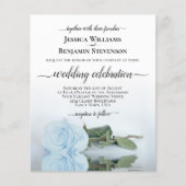 Papier Reflet Dusty Blue Rose BUDGET de mariage Invitatio (Devant)