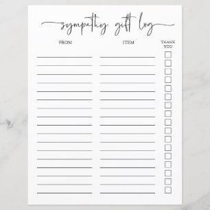 Papier Registre de cadeaux de sympathie et suivi des reme