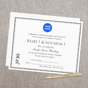 Papier Réiki Certificat d'achèvement