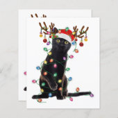 Papier Reindeer Chat Noir Feux de Noël Drôle Chat Amour (Devant / Derrière)