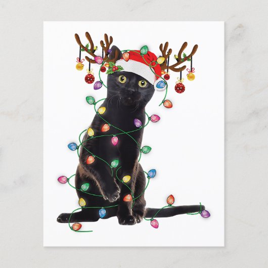 Papier Reindeer Chat Noir Feux de Noël Drôle Chat Amour (Devant)