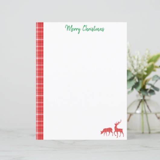 Papier Reindeer rouge vert Twill Plaid Motif (Debout devant)
