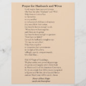 Papier Religieux Catholique Marie Prière Maris et femmes (Dos)