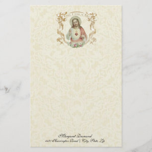 Papier Religieux Sacré Coeur Jésus Vintage catholique