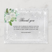 Papier Remerciement de condoléances photo florale argenté (Devant)