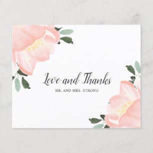 Papier Remerciement de mariage abordable à fleurs aquarel
