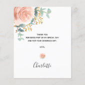 Papier Remerciement de mariage BUDGET rose floral or rose (Dos)
