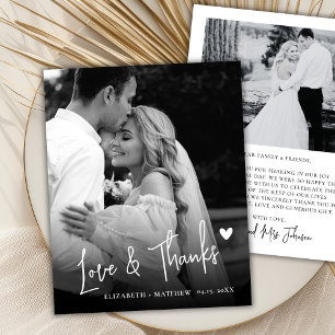 Papier Remerciement de mariage élégant noir et blanc budg