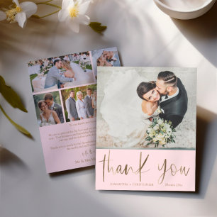 Papier Remerciement de mariage rose chic et économique