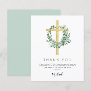 Papier Remerciement de première communion verte abordable
