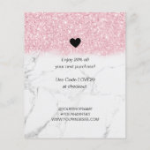 Papier Remerciement pour commande de marbre rose pailleté (Dos)