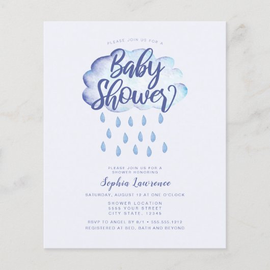 Papier Remise Cloud et Baby shower Raindrops (Devant)