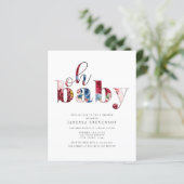 Papier Remise Floral bleu et rouge, Baby shower (Debout devant)