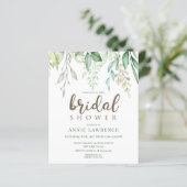 Papier Remise Green Floral Invitations de douche nuptiale (Debout devant)