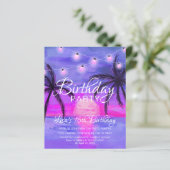 Papier Remise Purple Beach Sunset Anniversaire Invitation (Debout devant)