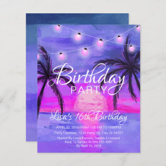 Papier Remise Purple Beach Sunset Anniversaire Invitation