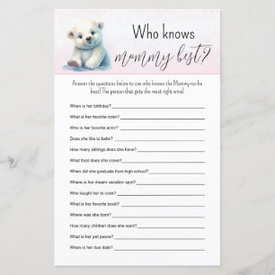 Papier Remplir dans le jeu de Baby shower d'hiver rose Bl