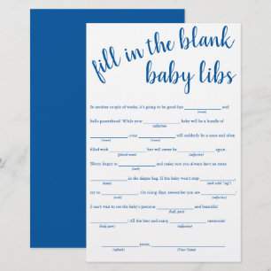 Papier Remplissage simple dans les blancs Jeu Bébé Bleu