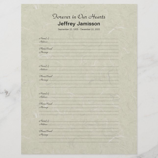 Papier Remplisseur commémoratif de livre Signe-Dans des (Devant)