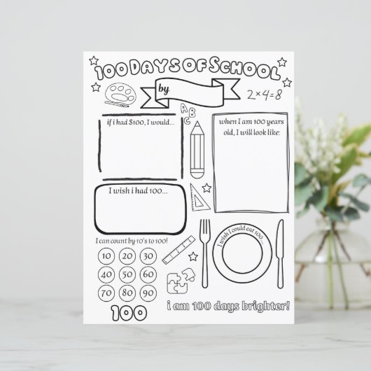Papier Remplissez en blanc 100 jours d'école (Debout devant)