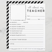 Papier Remplissez en blanc Tout à propos de mon enseignan (Devant / Derrière)
