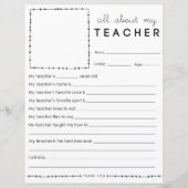 Papier Remplissez en blanc Tout à propos de mon enseignan (Devant)