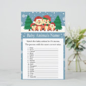 Papier Renard d'hiver Bébé Animaux Nom baby shower de jeu (Debout devant)