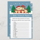 Papier Renard d'hiver Bébé Animaux Nom baby shower de jeu (Devant / Derrière)