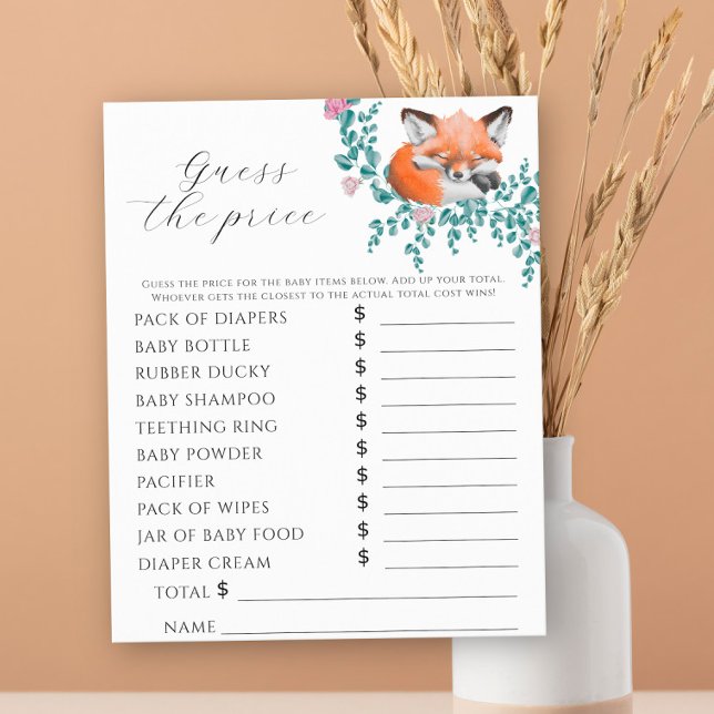 Papier Renard en fleurs - Jeu de devinette de prix (Créateur téléchargé)
