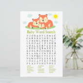 Papier Renard endormi Baby shower Word Search Jeu (Debout devant)