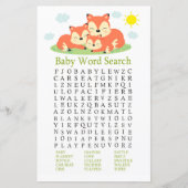 Papier Renard endormi Baby shower Word Search Jeu (Devant)